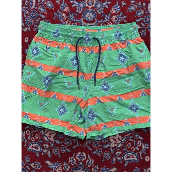 Vintage Polo Ralph Lauren Men's Large Lined Swim Shorts Plaid Aztec Southwest - Picture 1 of 6